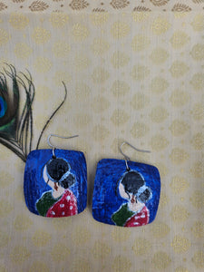 Hand Painted - Coconut Shell Earrings - Roja